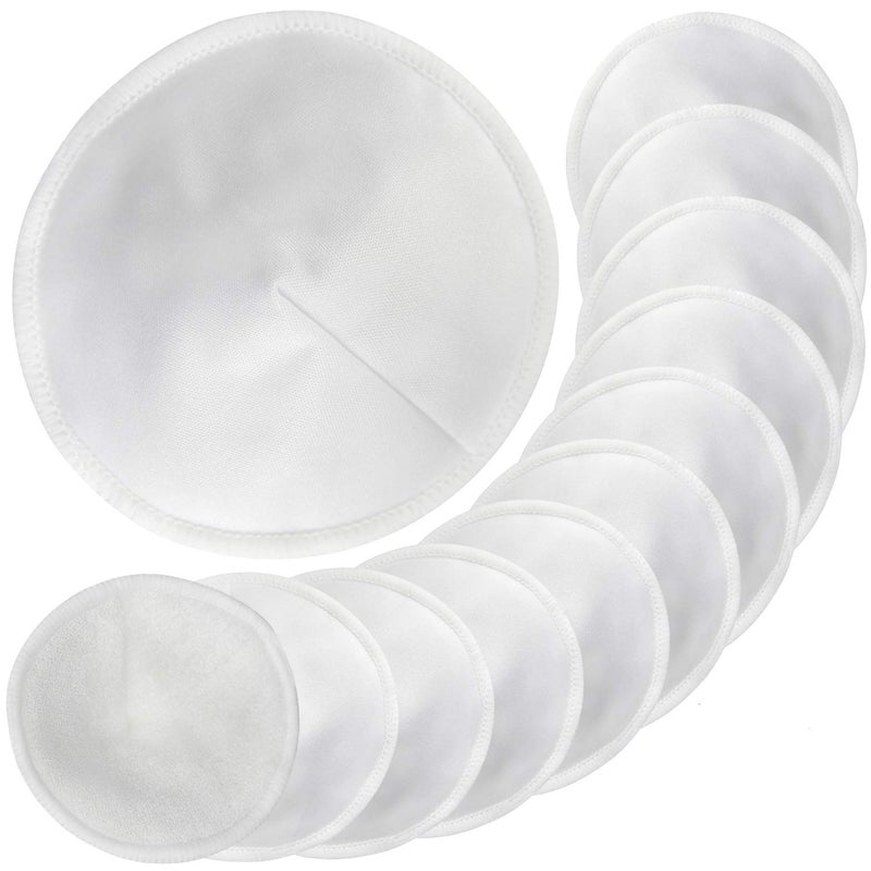 Pinowu Nursing Breast Pads with Laundry Bag (12pcs) - Contoured Breastfeeding Nipple Pad (Pastel Touch, 4.5 inch) - Image 1